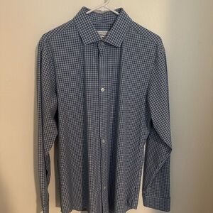 Mizzen+Main Blue Casual Button Down Shirt with Classic Collar